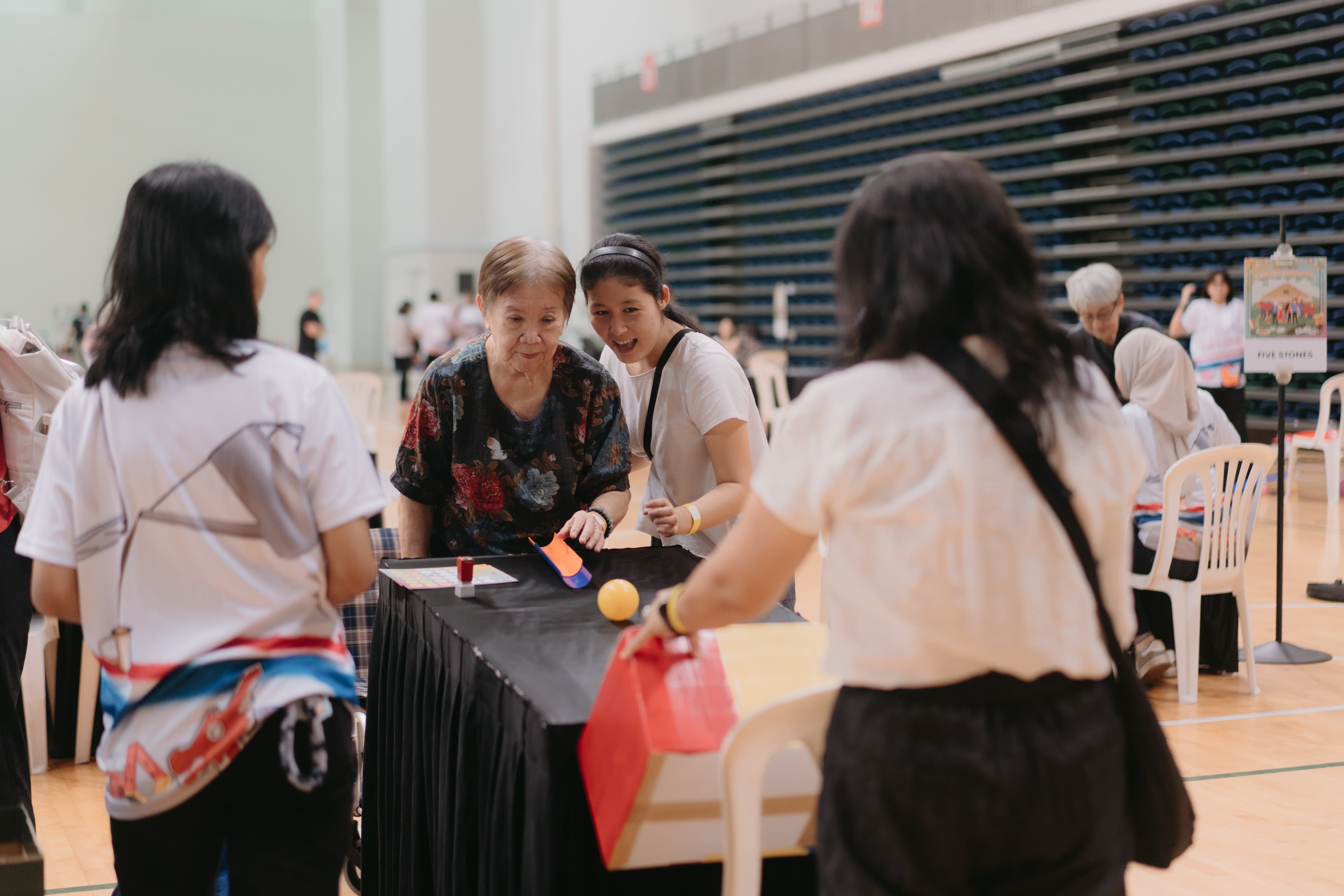 Participants visiting the game booths